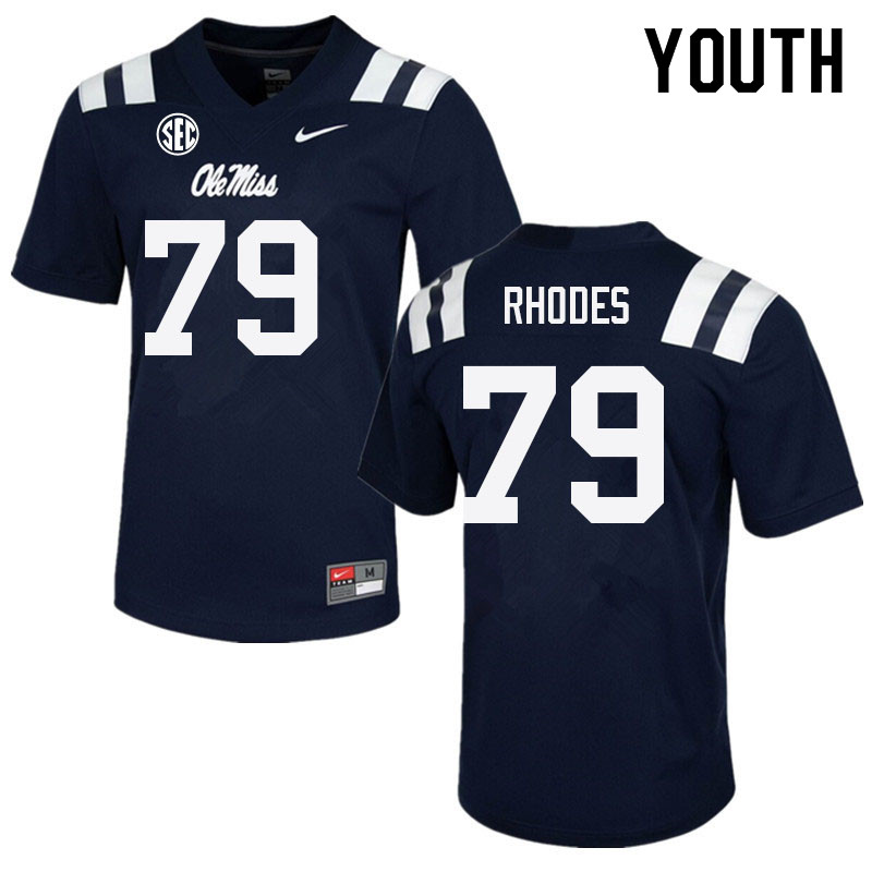Jordan Rhodes Ole Miss Rebels NCAA Youth Navy #79 Stitched Limited College Football Jersey FIT7858NX